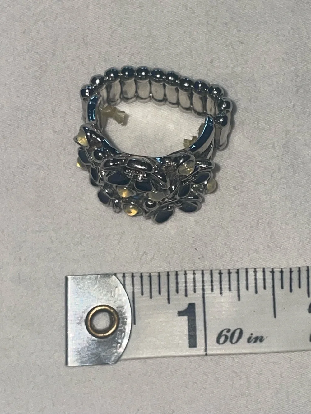Floral Black Enamel Statement Ring - Paparazzi Jewelry PRELOVED